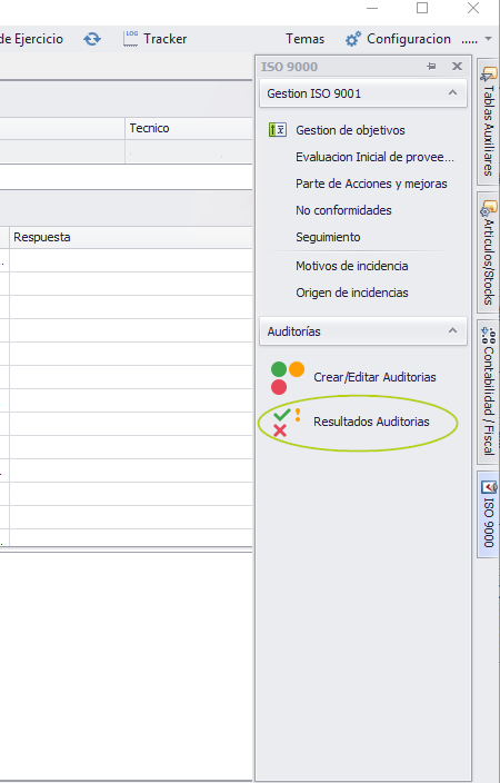 Menú iso consulta auditoría