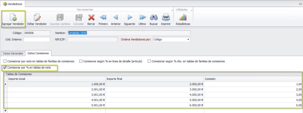 Por % tablas de neto